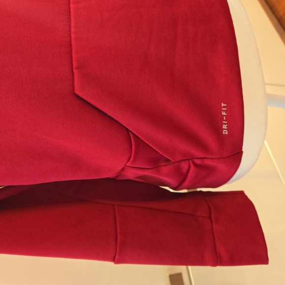 Nike Dri Fit Womens Running Workout Red Hoodie with Orange Swoosh Size Medium - Picture 7 of 10